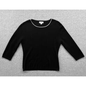 Monterey Club Sweater Womens Medium Black White Contrast Trim Minimalist Capsule